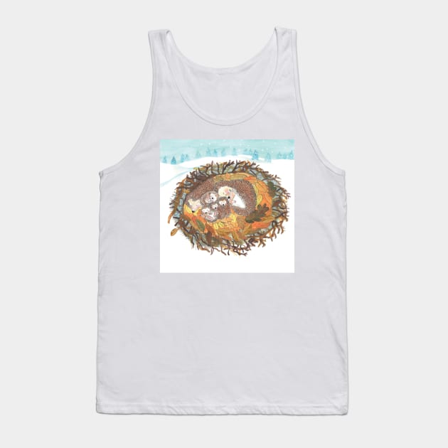 Hedgehogs & Winter Tank Top by Julia Doria Illustration